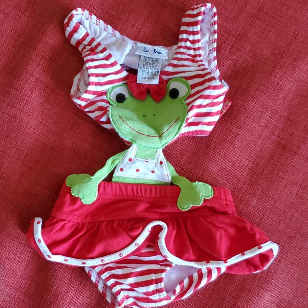 EUC Le Top Striped Frig One Piece Bikini Style Swimsuit 12 Mos